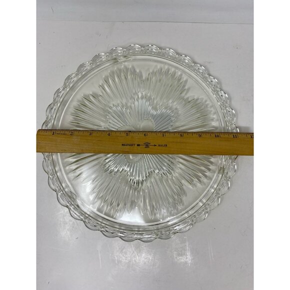 Vintage Indiana Glass Flower Starburst  #3355 Clear Glass Cake Plate 11.5” - Picture 9 of 11